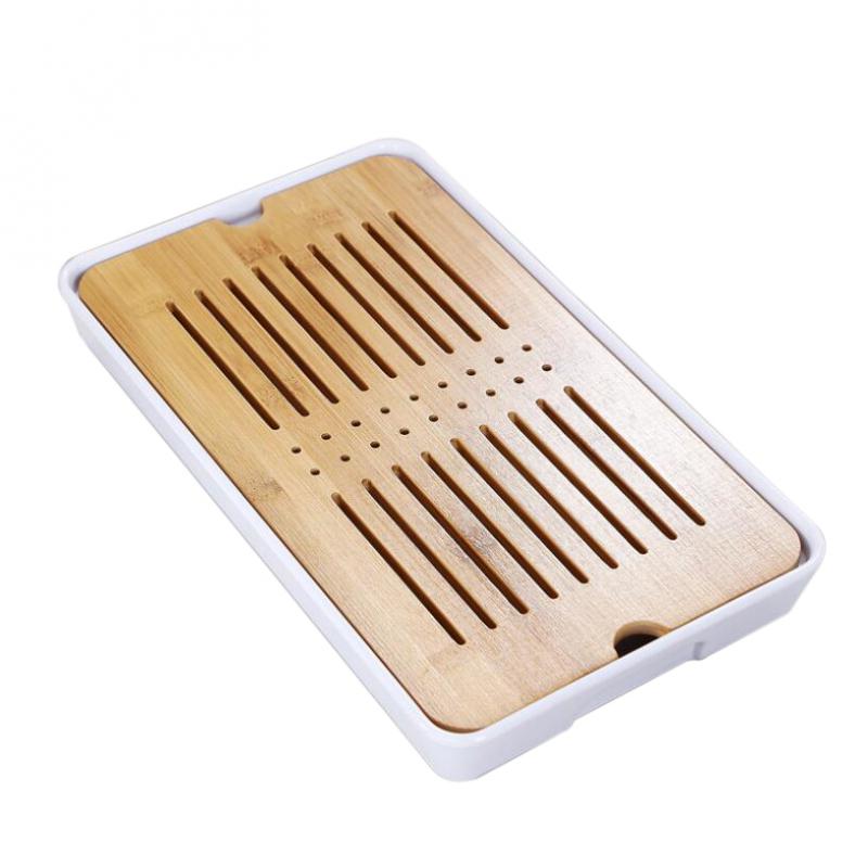 Kung Fu GongFu Tea Table Serving Tray Drainage Type White M 1