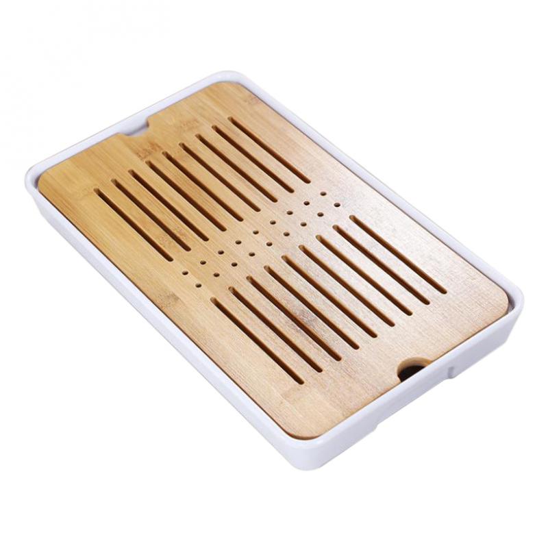Kung Fu GongFu Tea Table Serving Tray Drainage Type White M 1