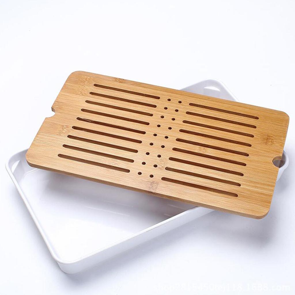 Kung Fu GongFu Tea Table Serving Tray Drainage Type White M 1