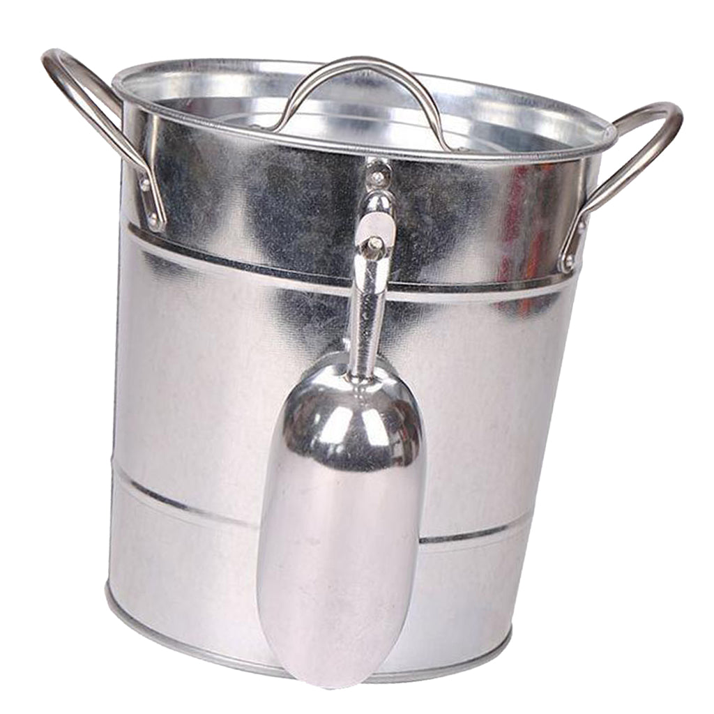 Ice Champagne Bucket, Beer Wine Cooler Bucket with Barware Silver