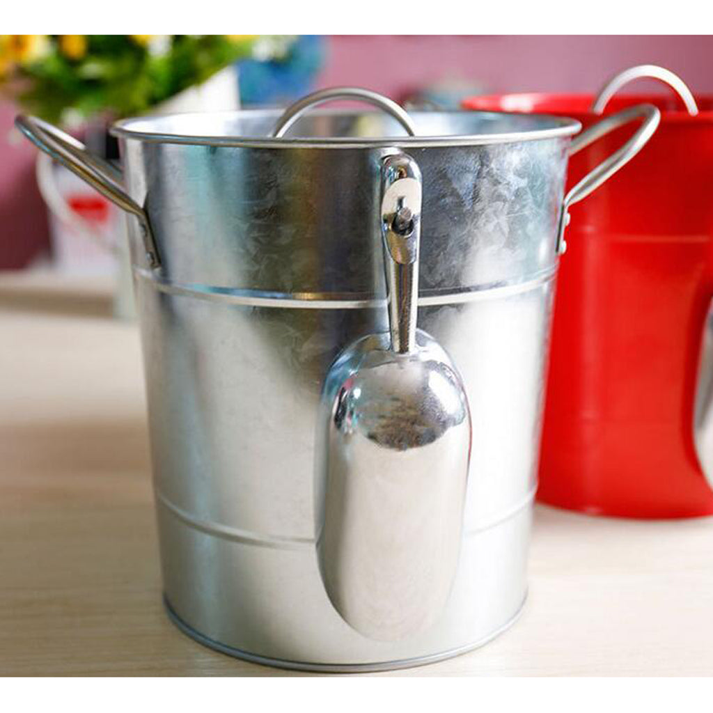 Ice Champagne Bucket, Beer Wine Cooler Bucket with Barware Silver