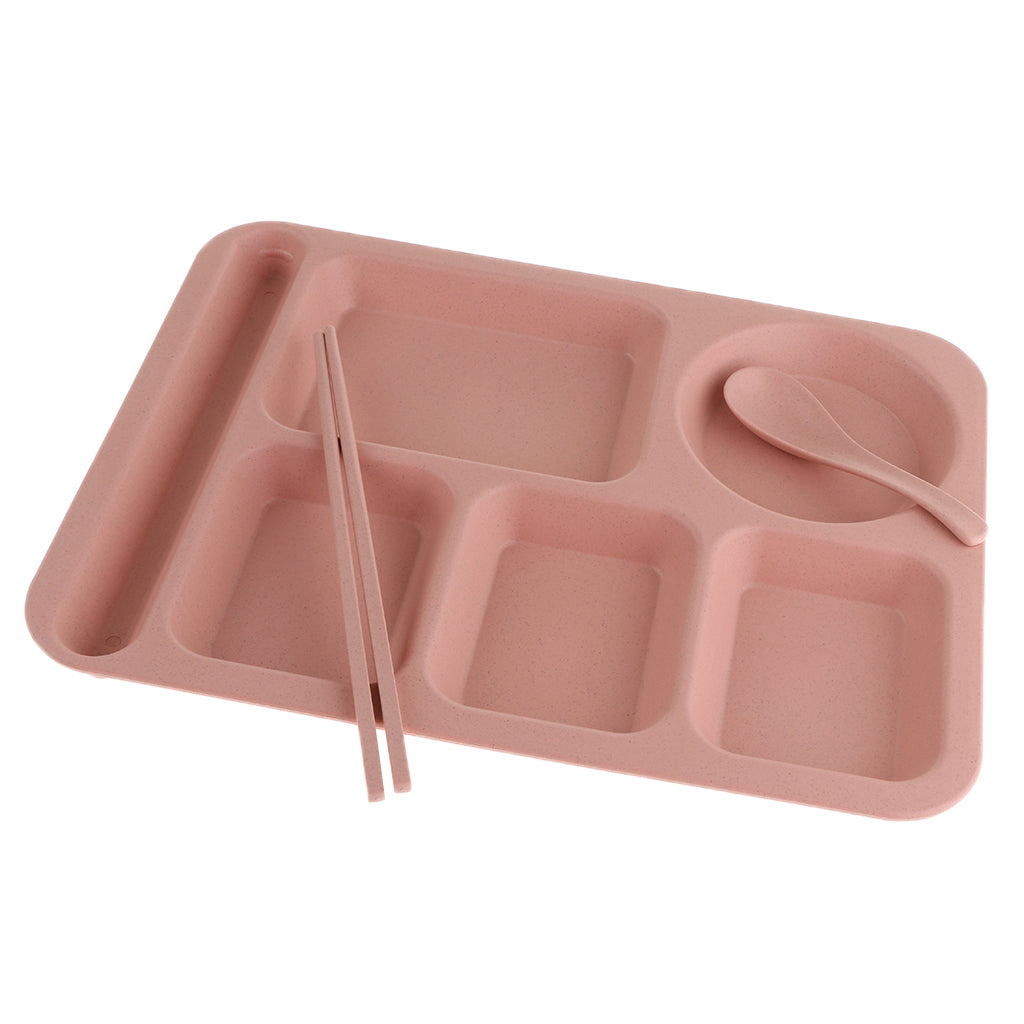 Wheat Straw Snack Plate Fast Food Stackable Tableware Dinnerware Sets Pink
