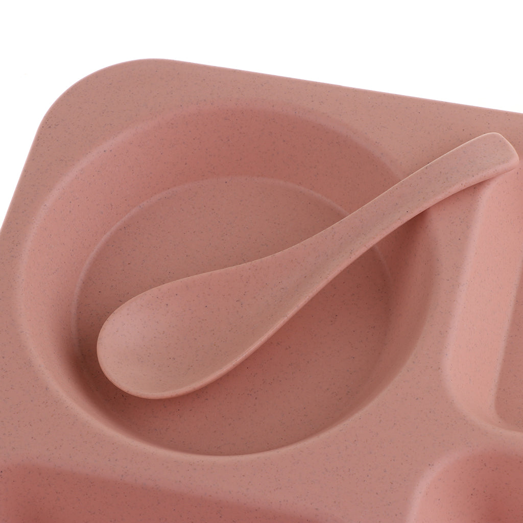 Wheat Straw Snack Plate Fast Food Stackable Tableware Dinnerware Sets Pink
