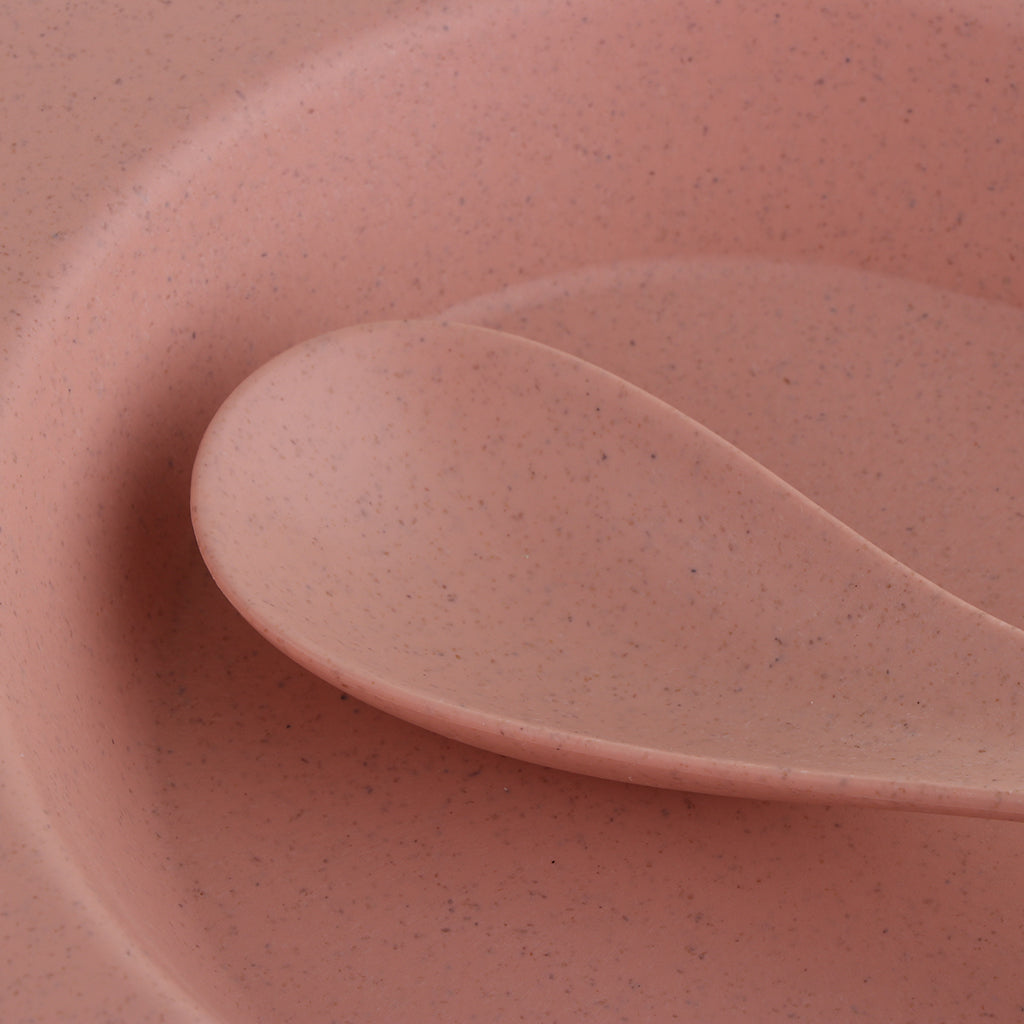 Wheat Straw Snack Plate Fast Food Stackable Tableware Dinnerware Sets Pink