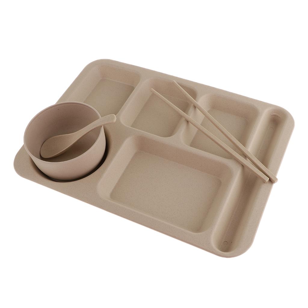 Food Storage Container Divided Serving Tray Cafeteria Mess Tray Beige