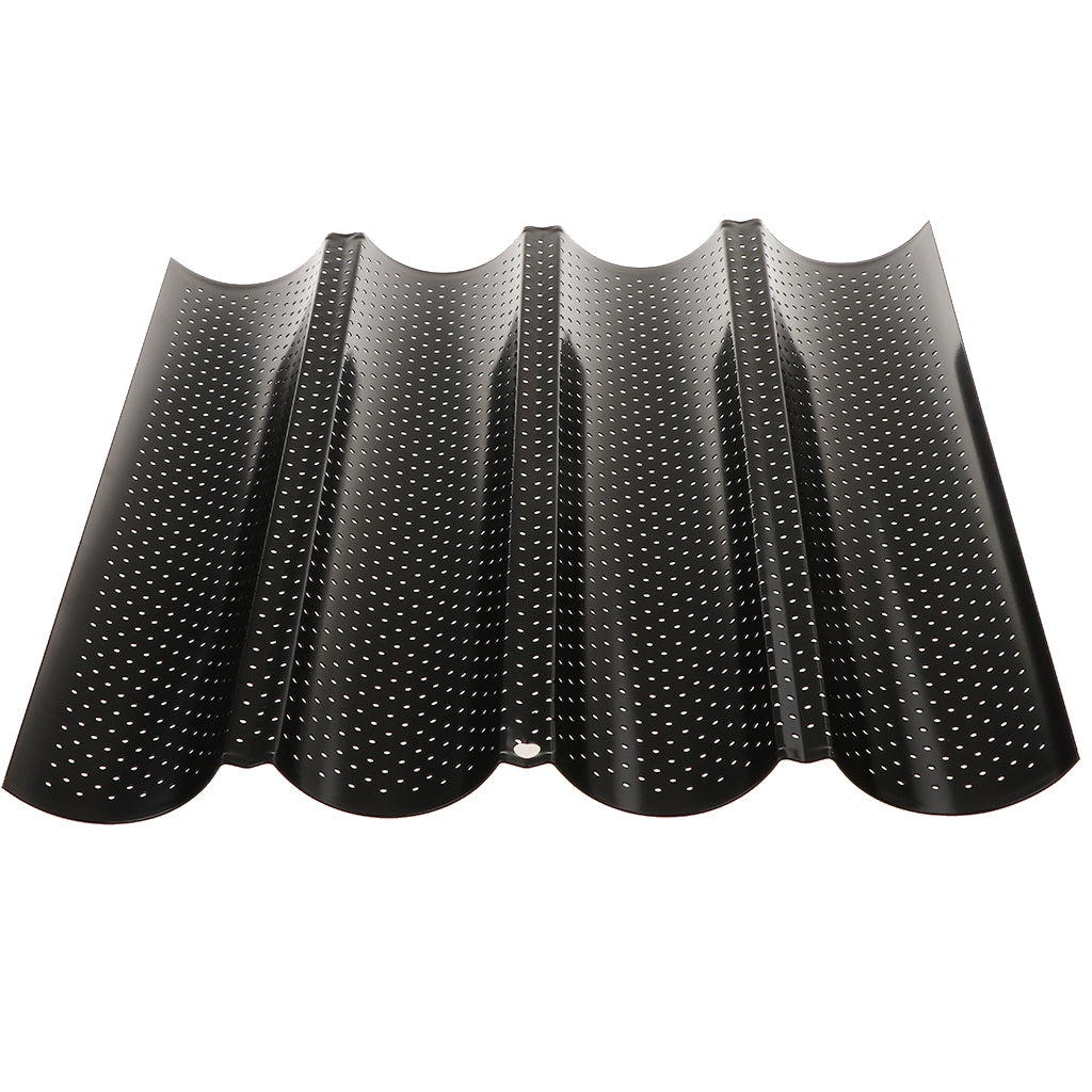 Non stick French Bread Baguette Tray 4 Slot Perforated Bake Pan Black