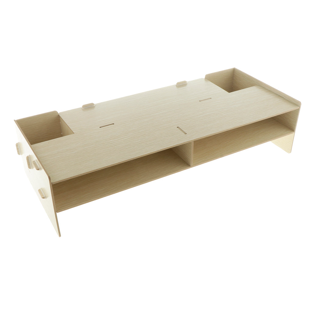 Computer Monitor Riser Speaker PC Laptop Screen Stand Desk Organizer Beige