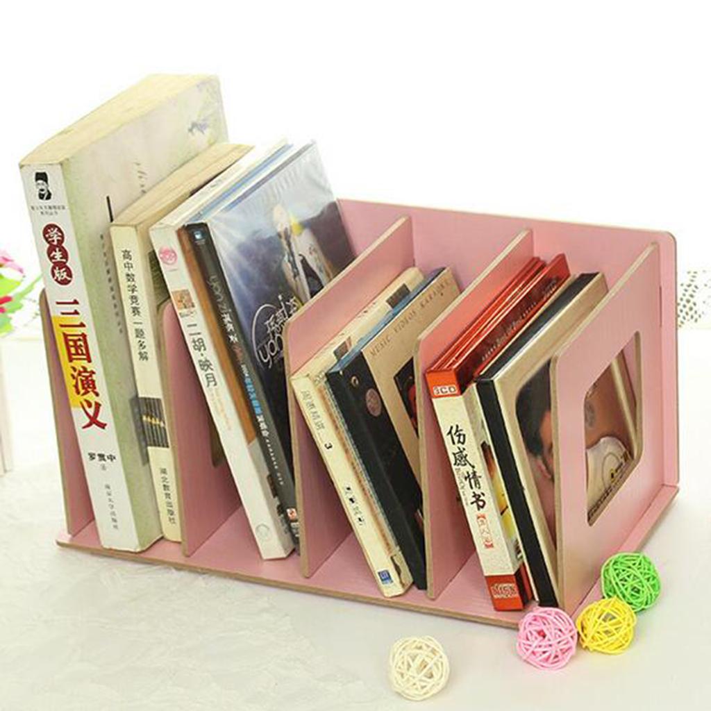 Multi-functional Storage CD Shelf Wooden DVD Rack Student Bookshelf Pink