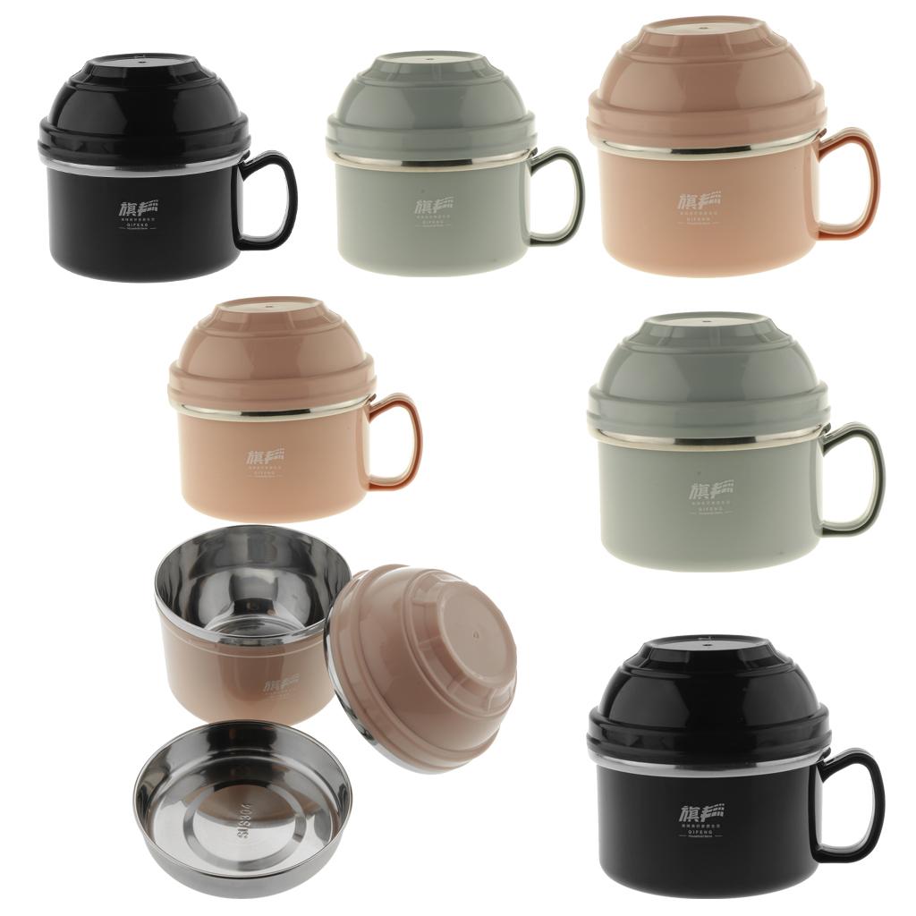 Stainless Steel Thermal Lunch Box Stackable Insulated Bento Box 900ML Black