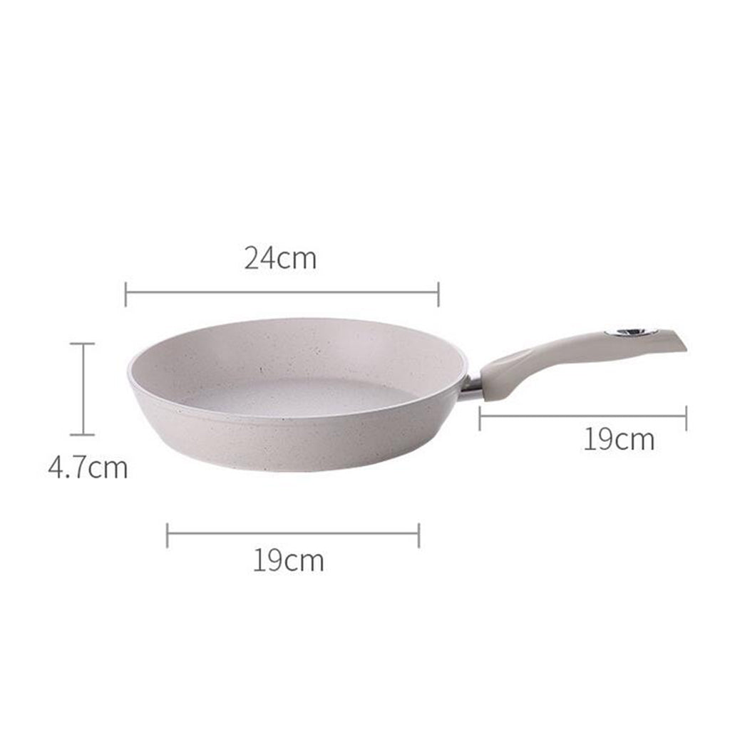 Non-stick Round Frying Pan Egg Pan Aluminum Kitchen Cookware Beige 24cm