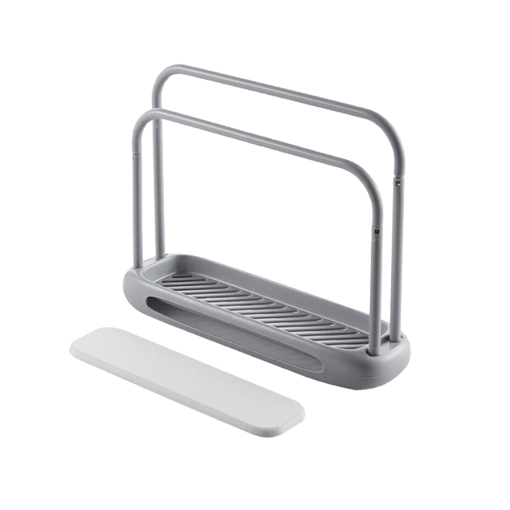 Double Bar Towel Rag Hanger Dishcloth Drying Rack Grey with Diatom mud