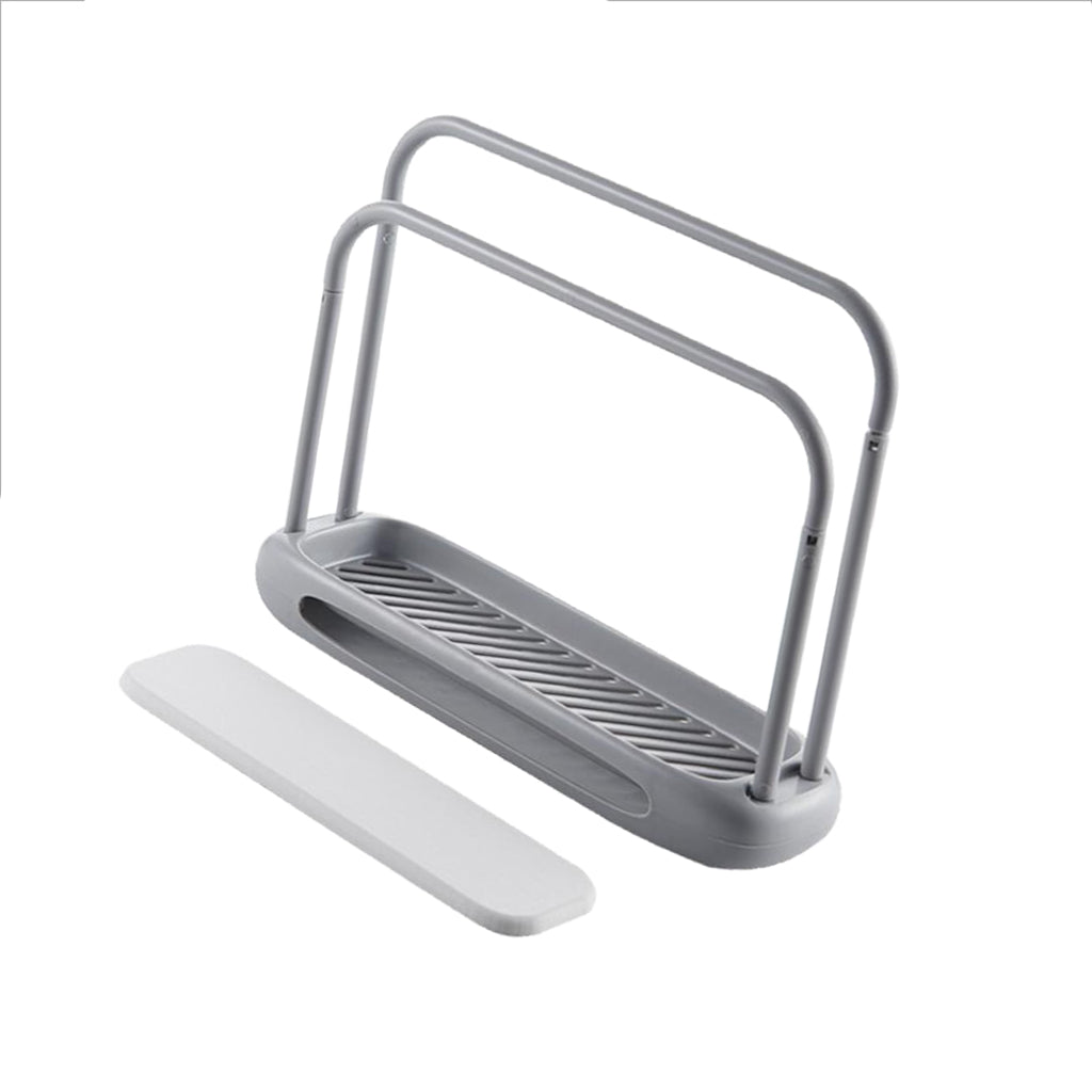 Double Bar Towel Rag Hanger Dishcloth Drying Rack Grey with Diatom mud