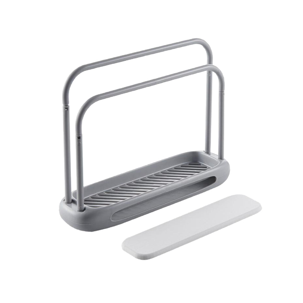 Double Bar Towel Rag Hanger Dishcloth Drying Rack Grey with Diatom mud