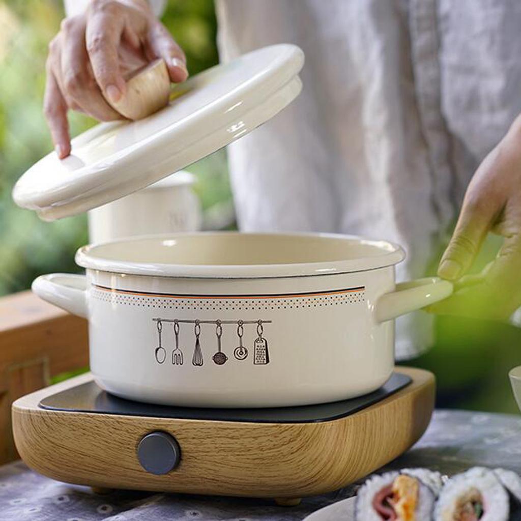 Enamel Stockpot Nonstick Stock Pot with Lid Kitchen Cookware Cooking Pots