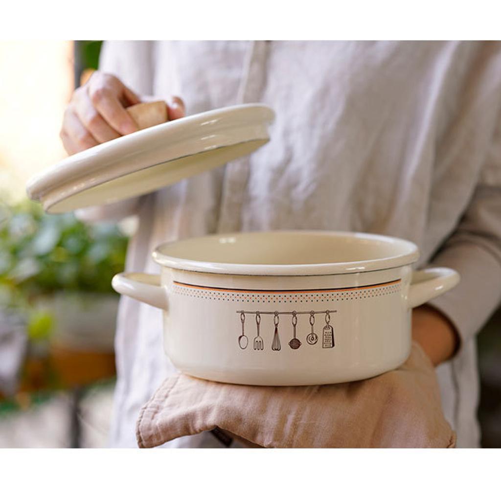 Enamel Stockpot Nonstick Stock Pot with Lid Kitchen Cookware Cooking Pots