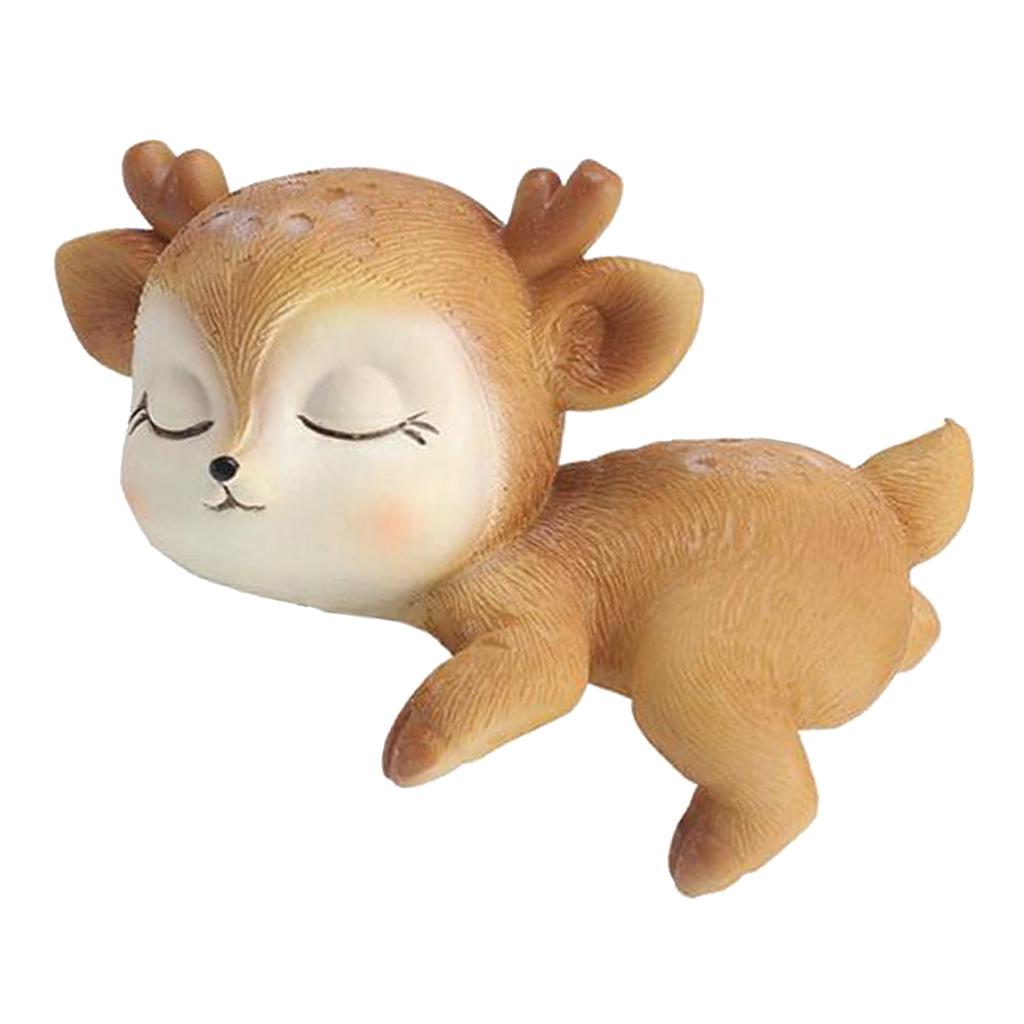 Miniature Deer Model Statue Sculpture Fairy Garden Decor Toy Hug