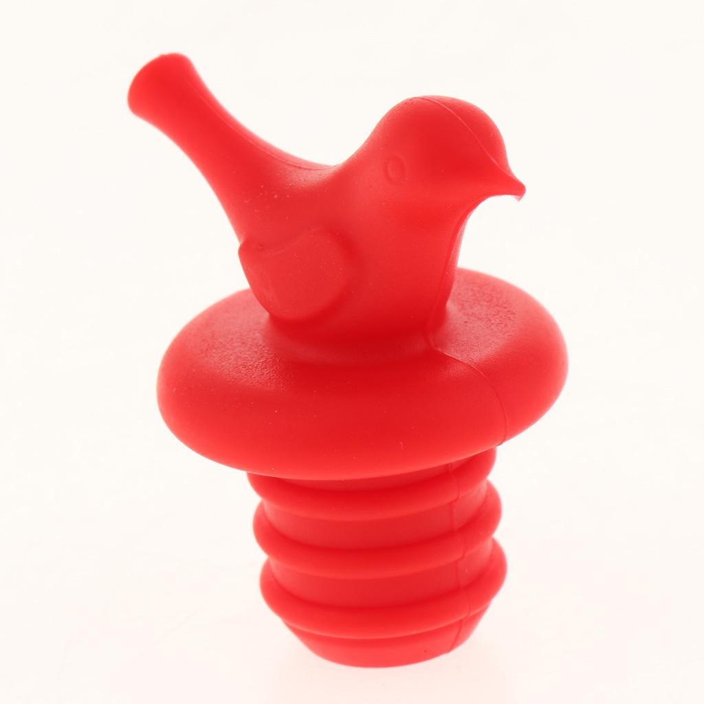 2x3 Pcs Silicone Little Bird Wine Bottle Stopper Cork Cap Sealer Plug Red