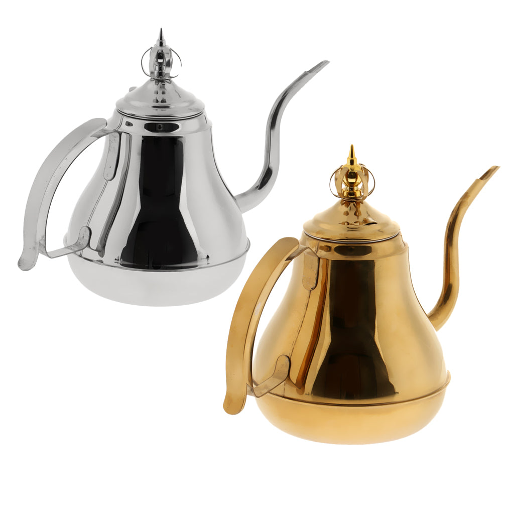 Gooseneck Coffee Kettle Stainless Steel Pour Over Tea Kettle 1.2L Silver