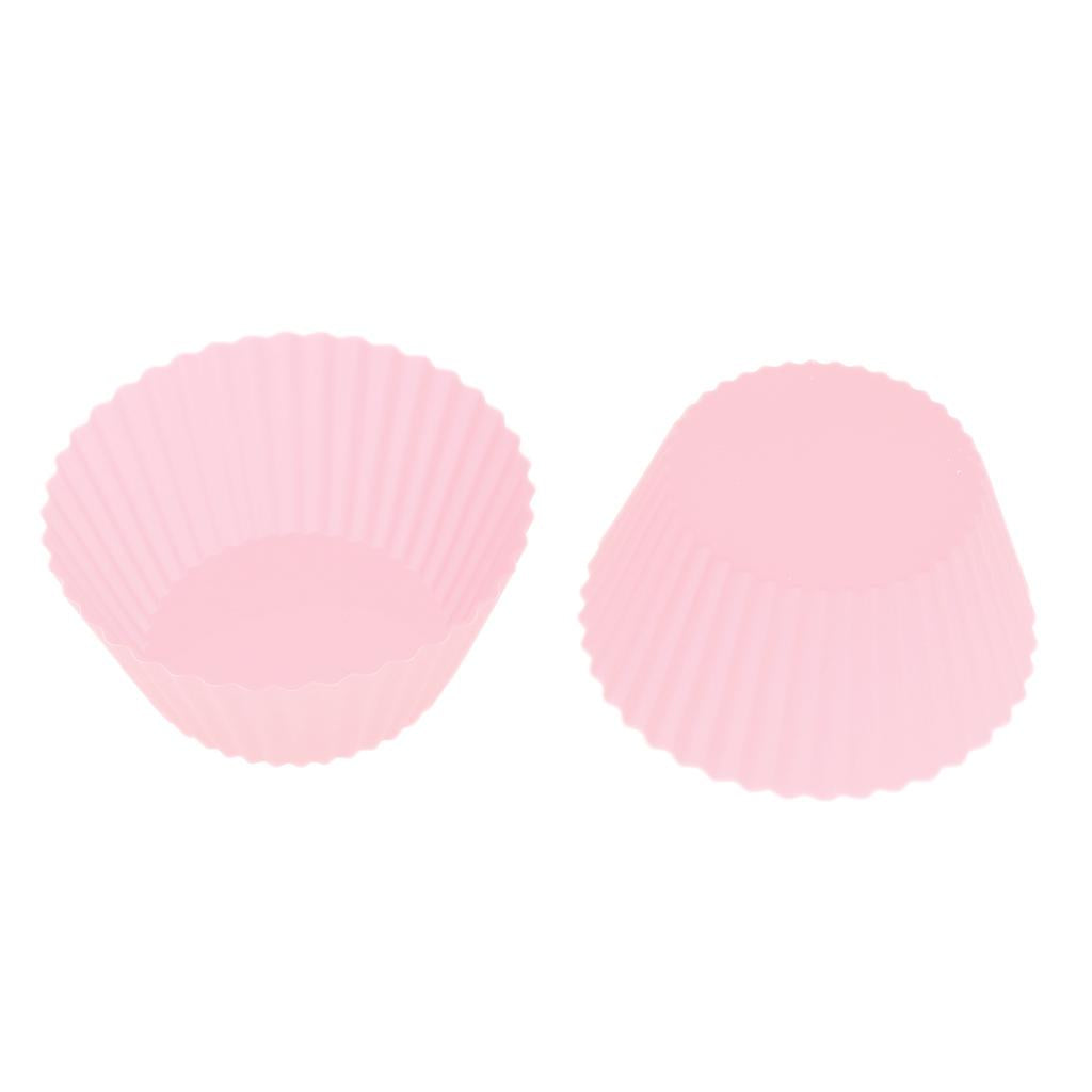 3xSilicone Muffin Cup Round 7cm Cake Cup Small Cake Mould Pink