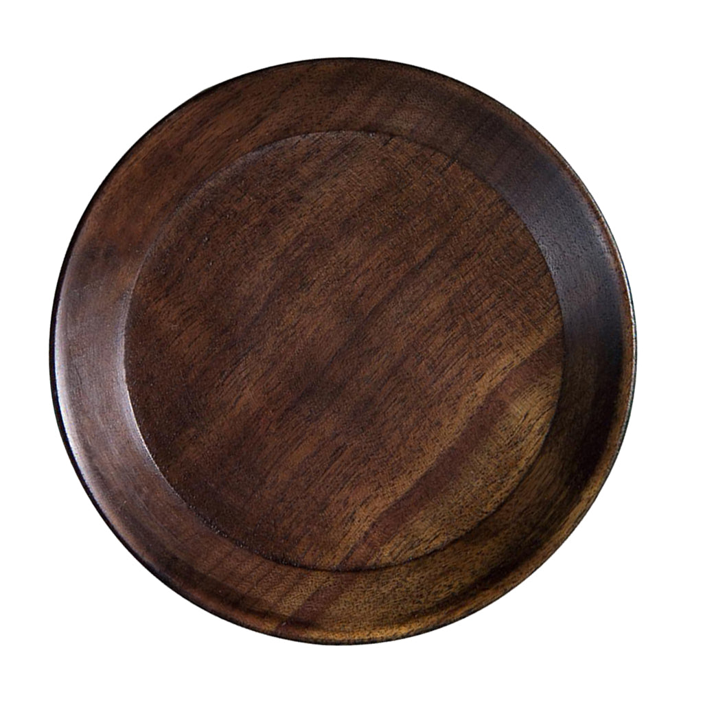 Round Wooden Serving Tray Dish Plate Fruit Snacks Cake Storage Trays 4 inch