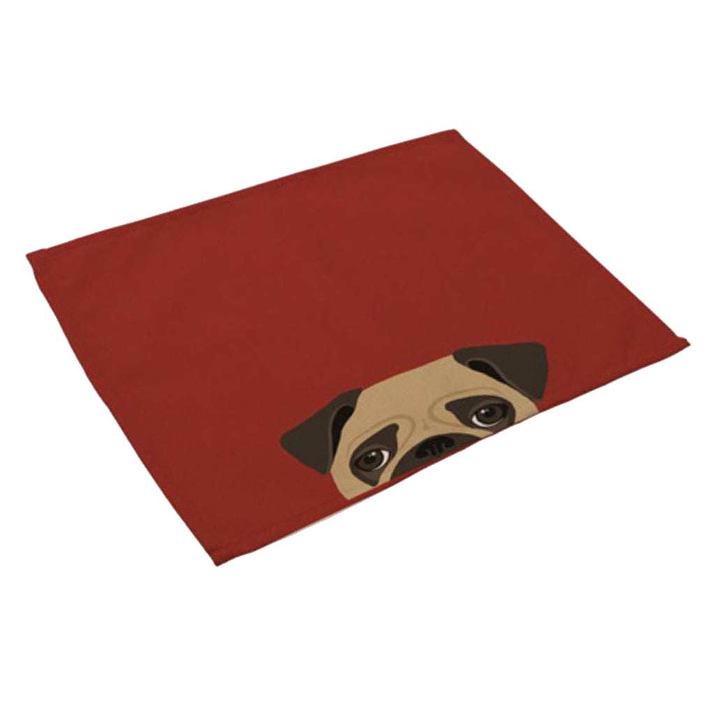 Cotton Linen Placemats Cute cat and dog print cotton Table Mats 6
