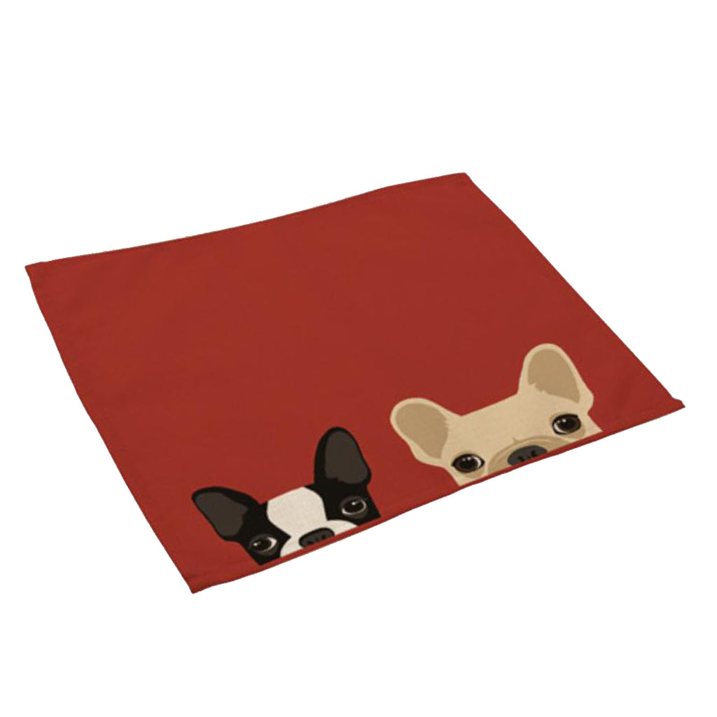 Cotton Linen Placemats Cute cat and dog print cotton Table Mats 11