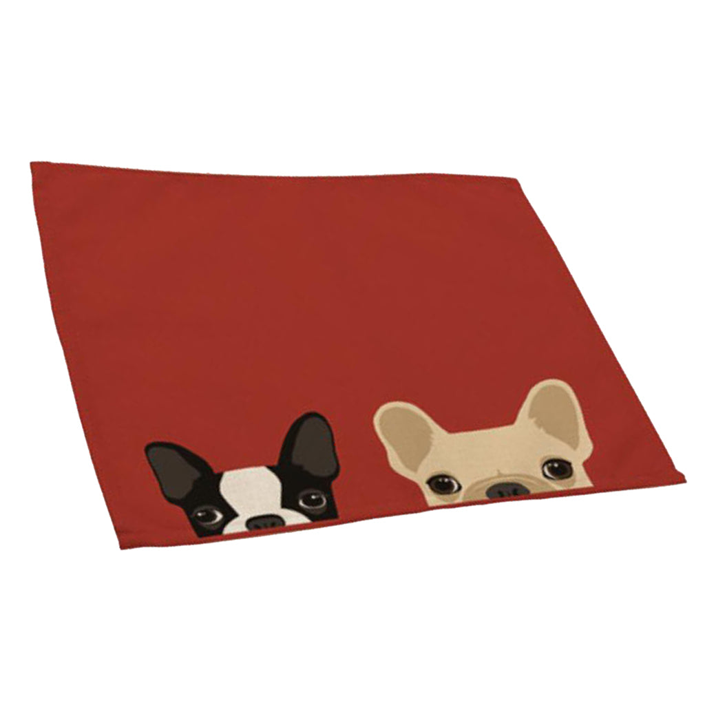 Cotton Linen Placemats Cute cat and dog print cotton Table Mats 11