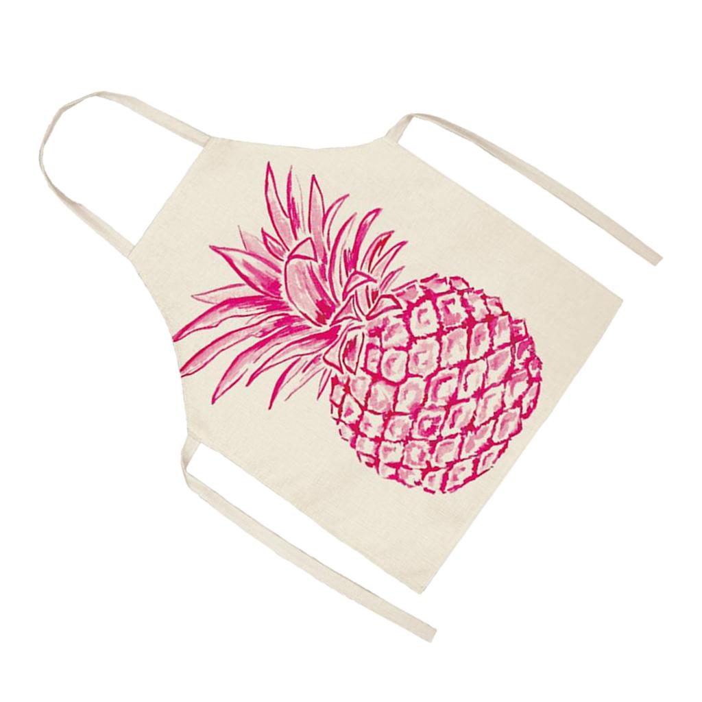 Kitchen Sleeveless Pineapple Apron Cooking Dress Pink Pineapple 68x49cm