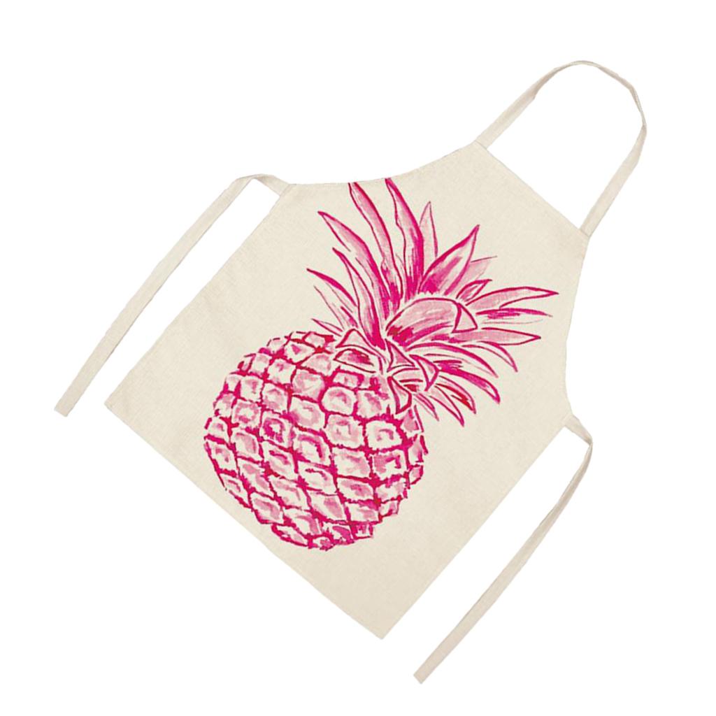 Kitchen Sleeveless Pineapple Apron Cooking Dress Pink Pineapple 68x49cm