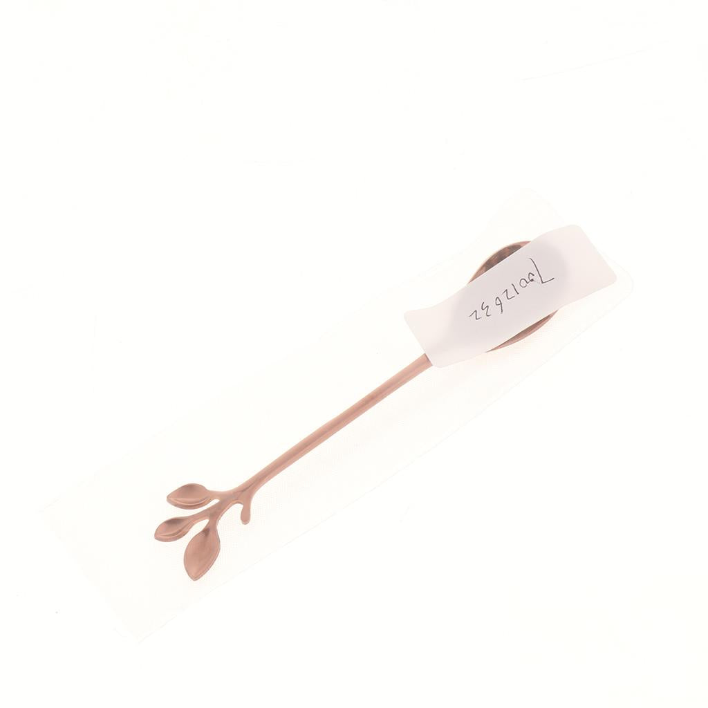 Leaf Pattern Stainless Steel Tea Coffee Spoon Tableware Colorful Rose Golden