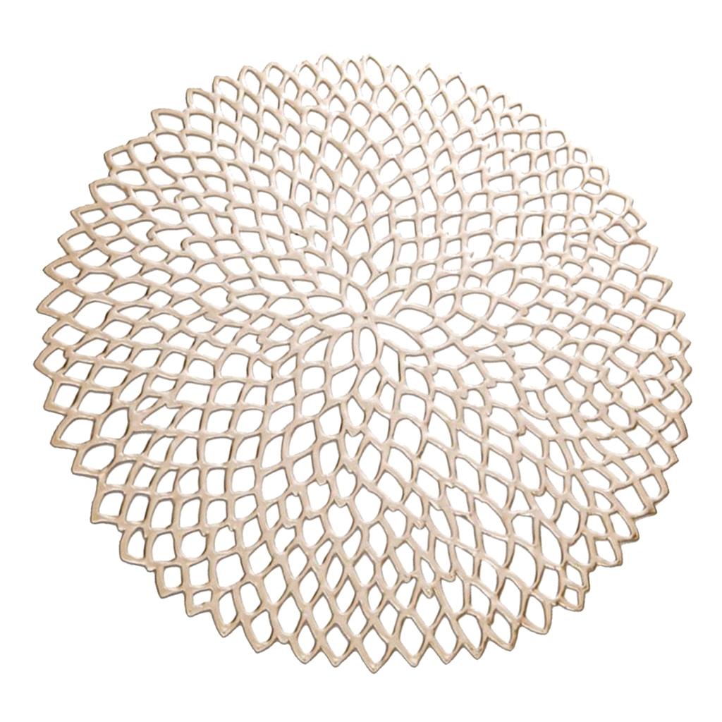 Non Slip Round Placemat PVC Table Mat Coaster Place Mat Champagne Gold