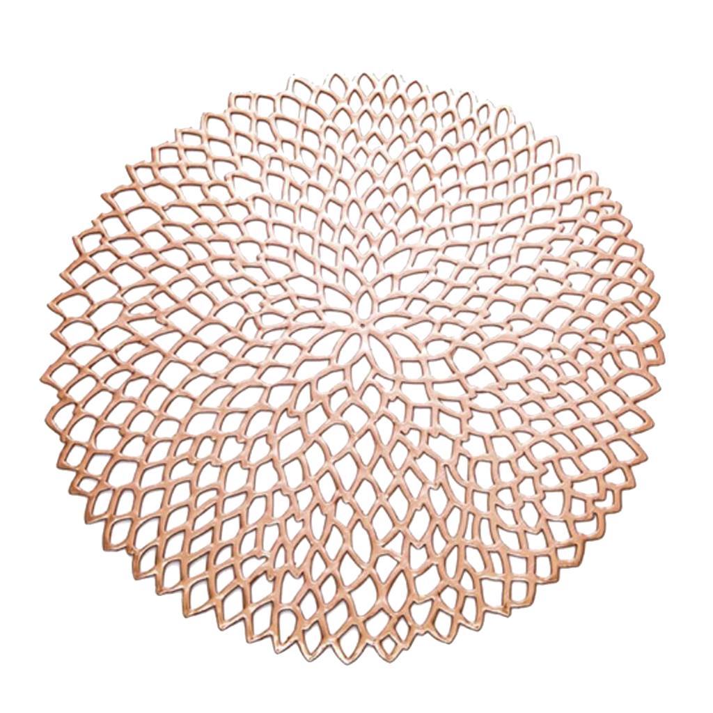 Non Slip Round Placemat PVC Table Mat Coaster Place Mat Rose Gold