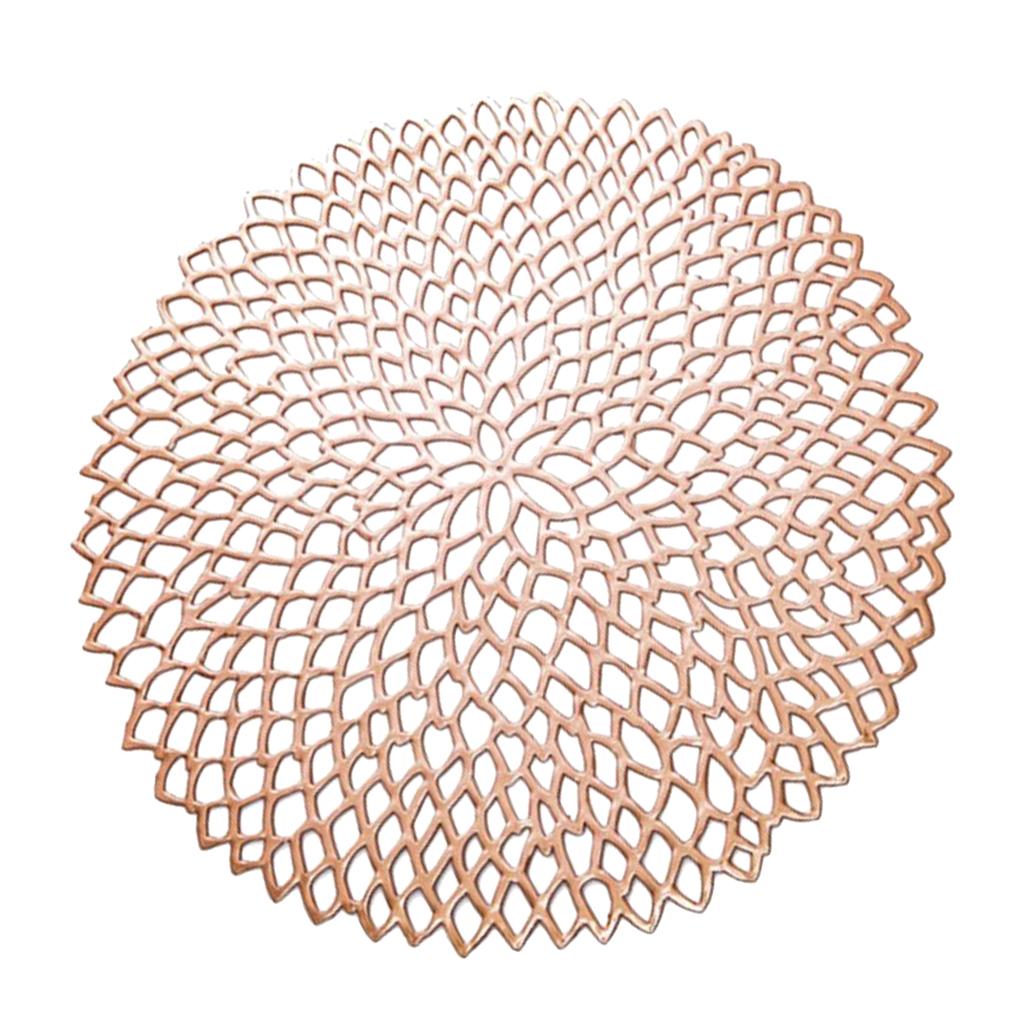 Non Slip Round Placemat PVC Table Mat Coaster Place Mat Rose Gold
