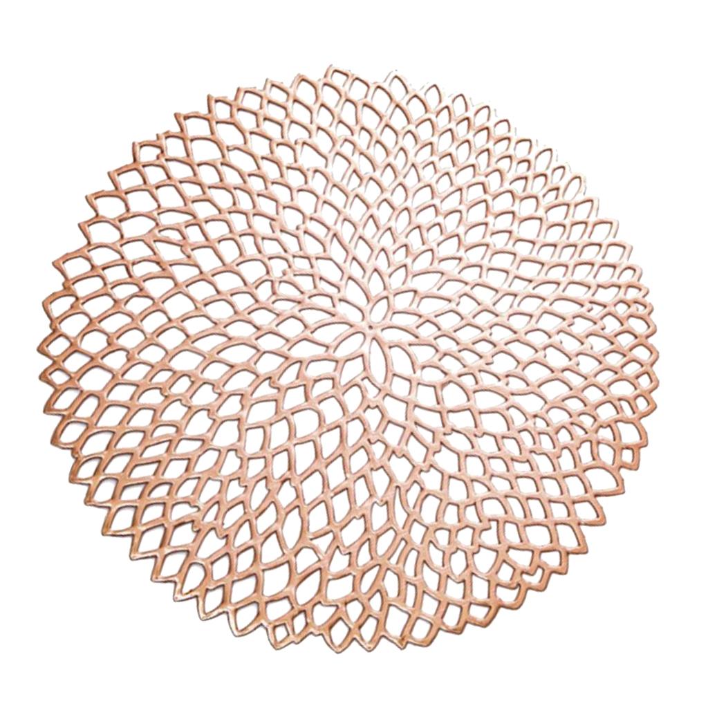 Non Slip Round Placemat PVC Table Mat Coaster Place Mat Rose Gold