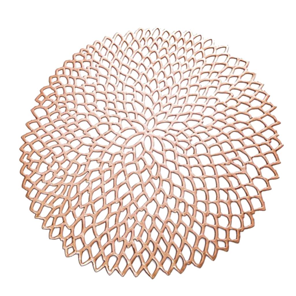 Non Slip Round Placemat PVC Table Mat Coaster Place Mat Rose Gold
