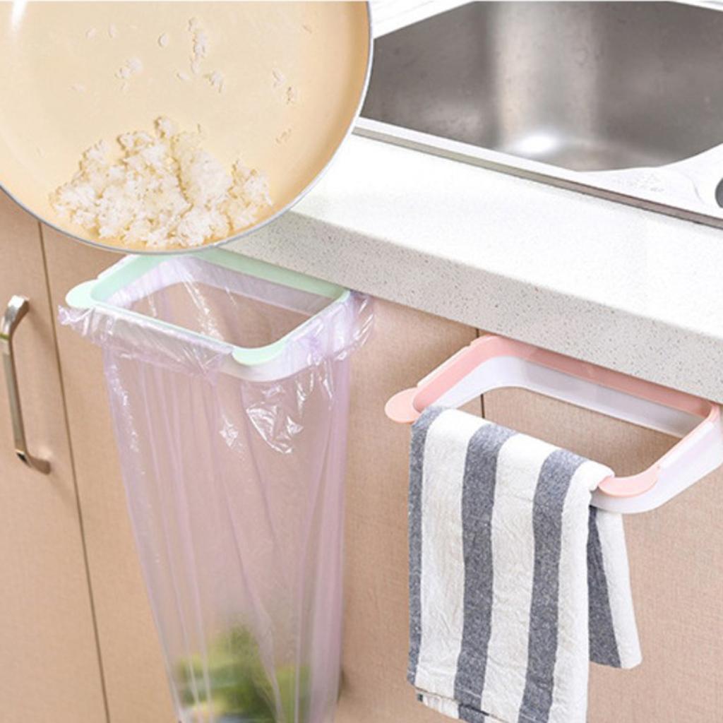 Trash Bag Holder Hanging Kitchen Cupboard Door Stand Garbage Rack Green