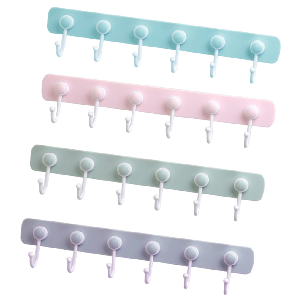 Self Adhesive Hook Rail Wall Mounted Coat Rack Organizer Holder Hanger Green