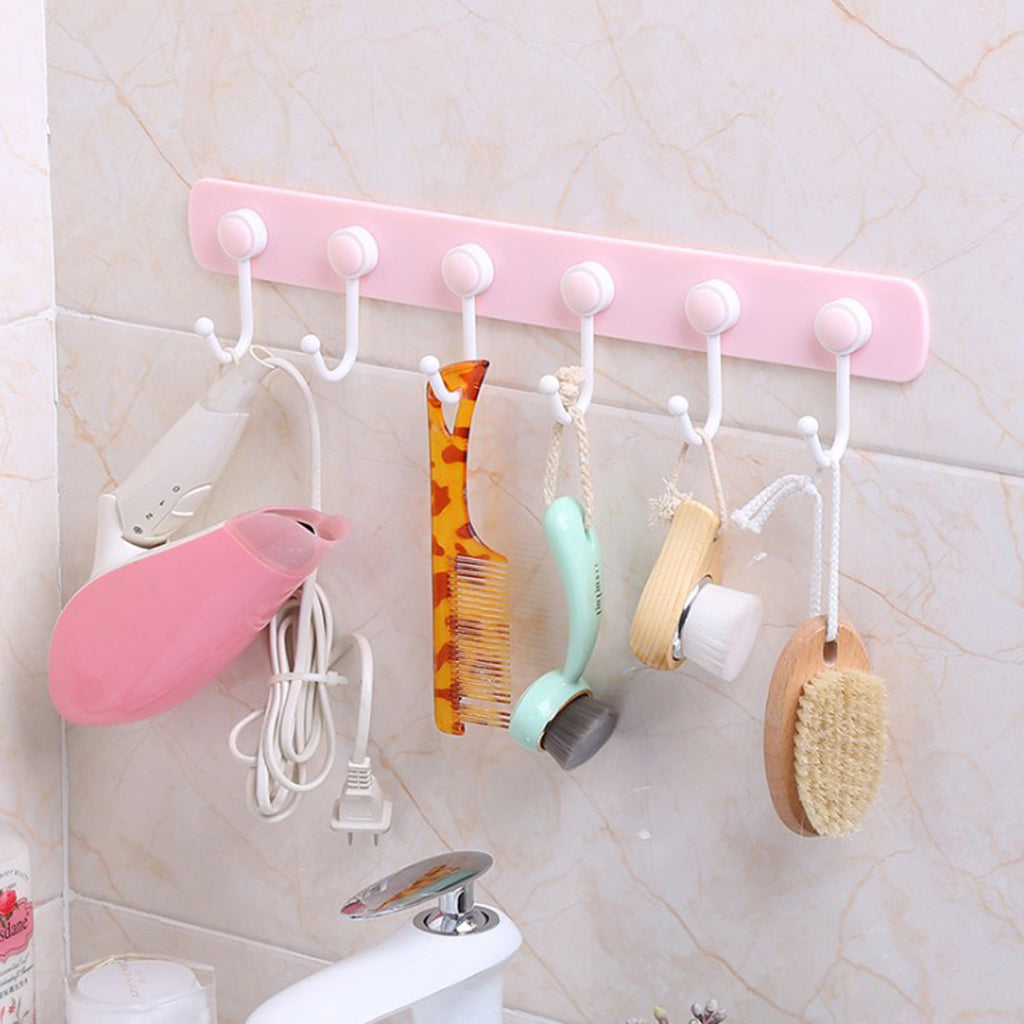 Self Adhesive Hook Rail Wall Mounted Coat Rack Organizer Holder Hanger Green