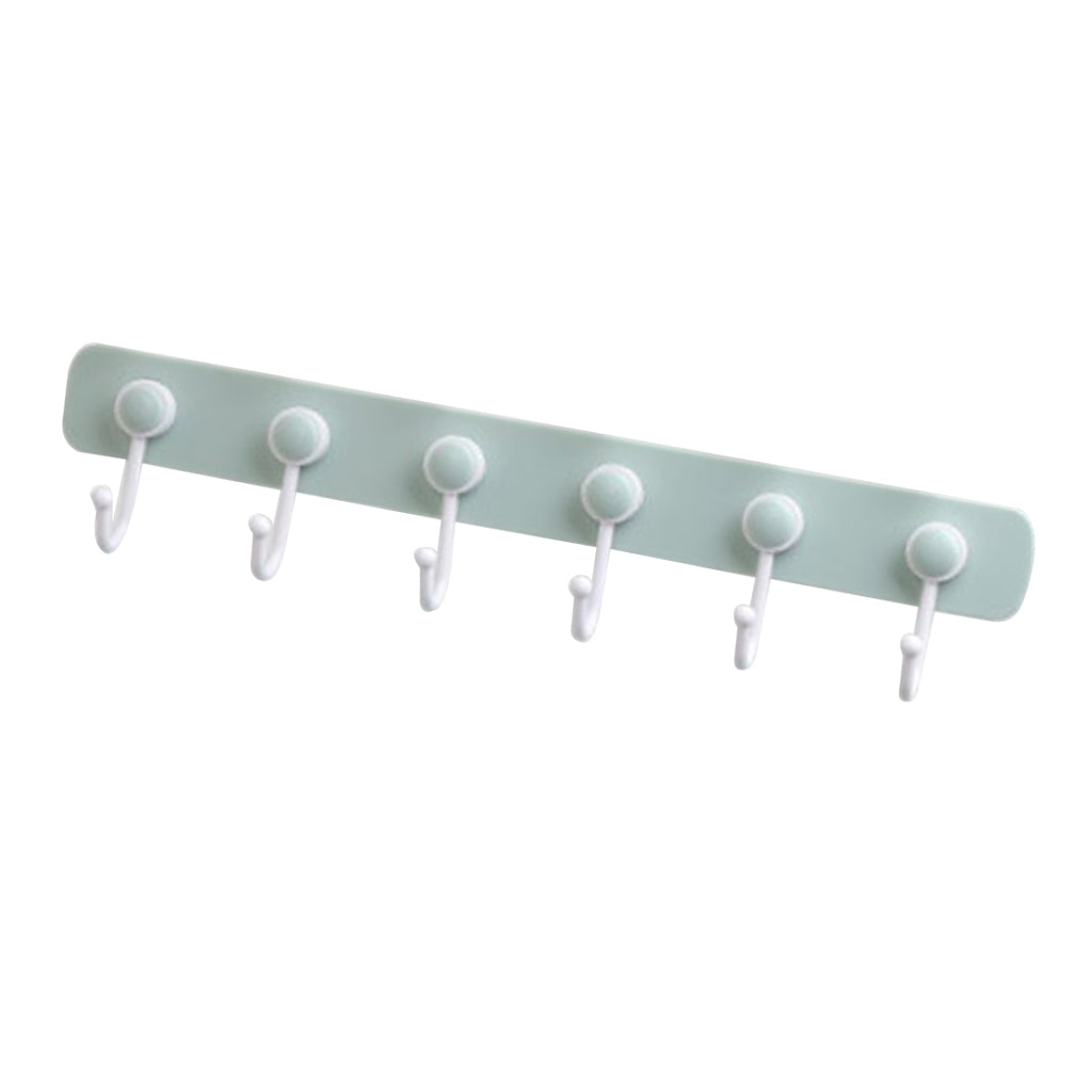 Self Adhesive Hook Rail Wall Mounted Coat Rack Organizer Holder Hanger Green