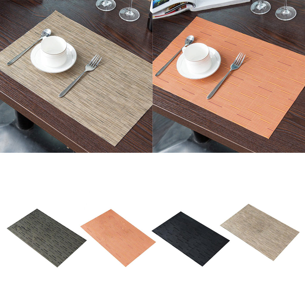 4pcs Vinyl Placemats Coasters Plastic Vintage Tableware Picnic Mat Black