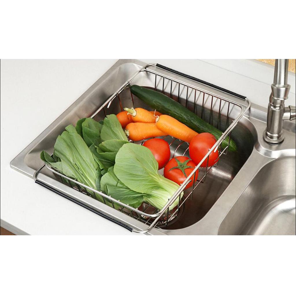 Stainless steel Expandable Sink Dish Drainer Vegetable Fruit Storage Basket