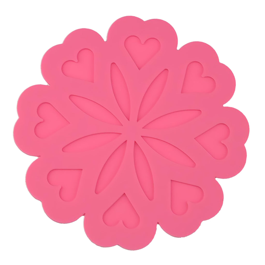Flower Shaped Silicone Drink Coaster Pad Tabletop Protect Mug Accessory Rose Red