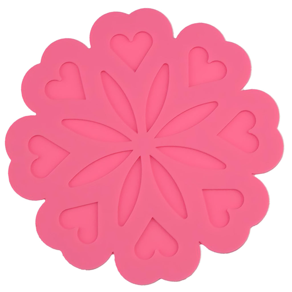 Flower Shaped Silicone Drink Coaster Pad Tabletop Protect Mug Accessory Rose Red