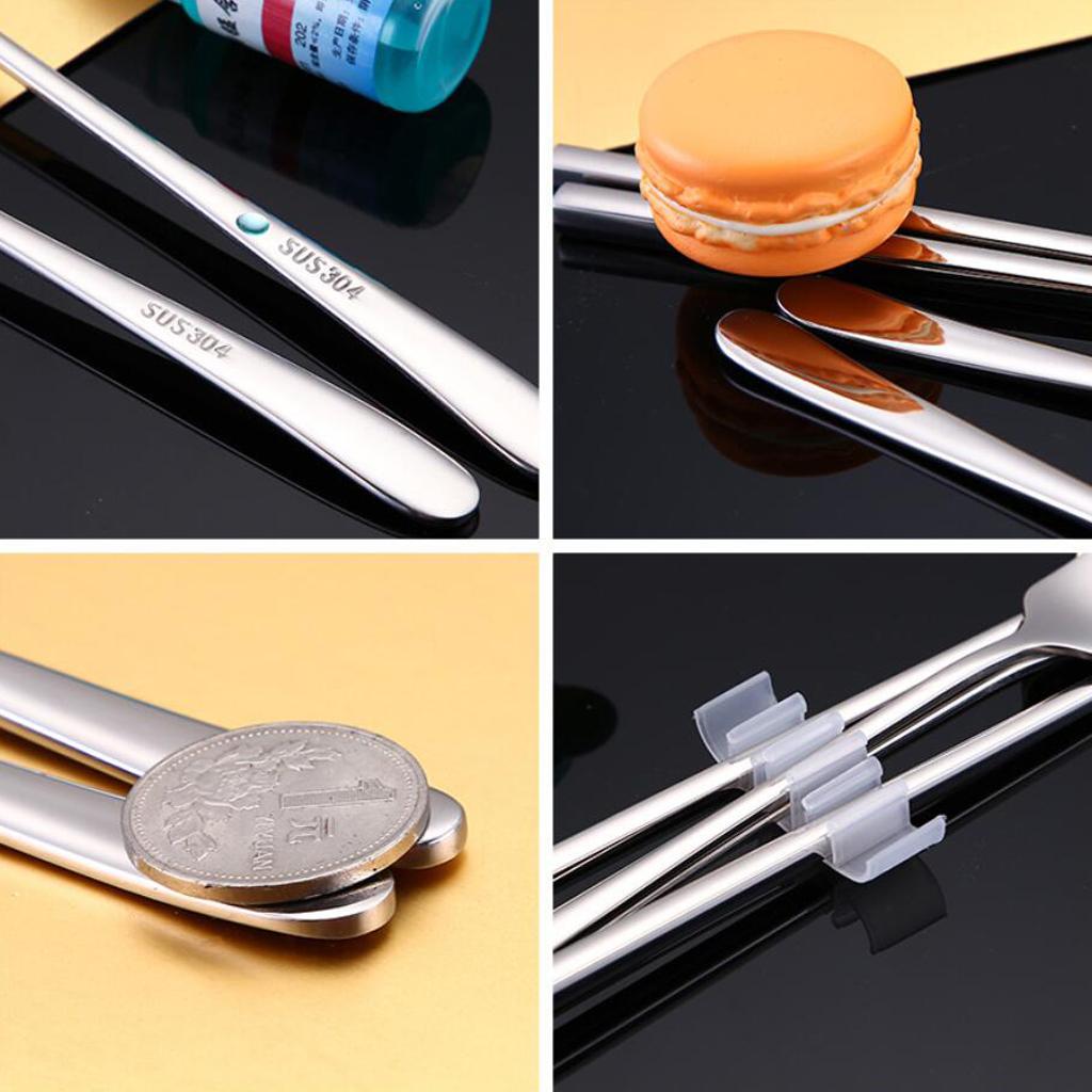 Travel Flatware with Case Camping Lunch Square 3Pcs Chopsticks Silver