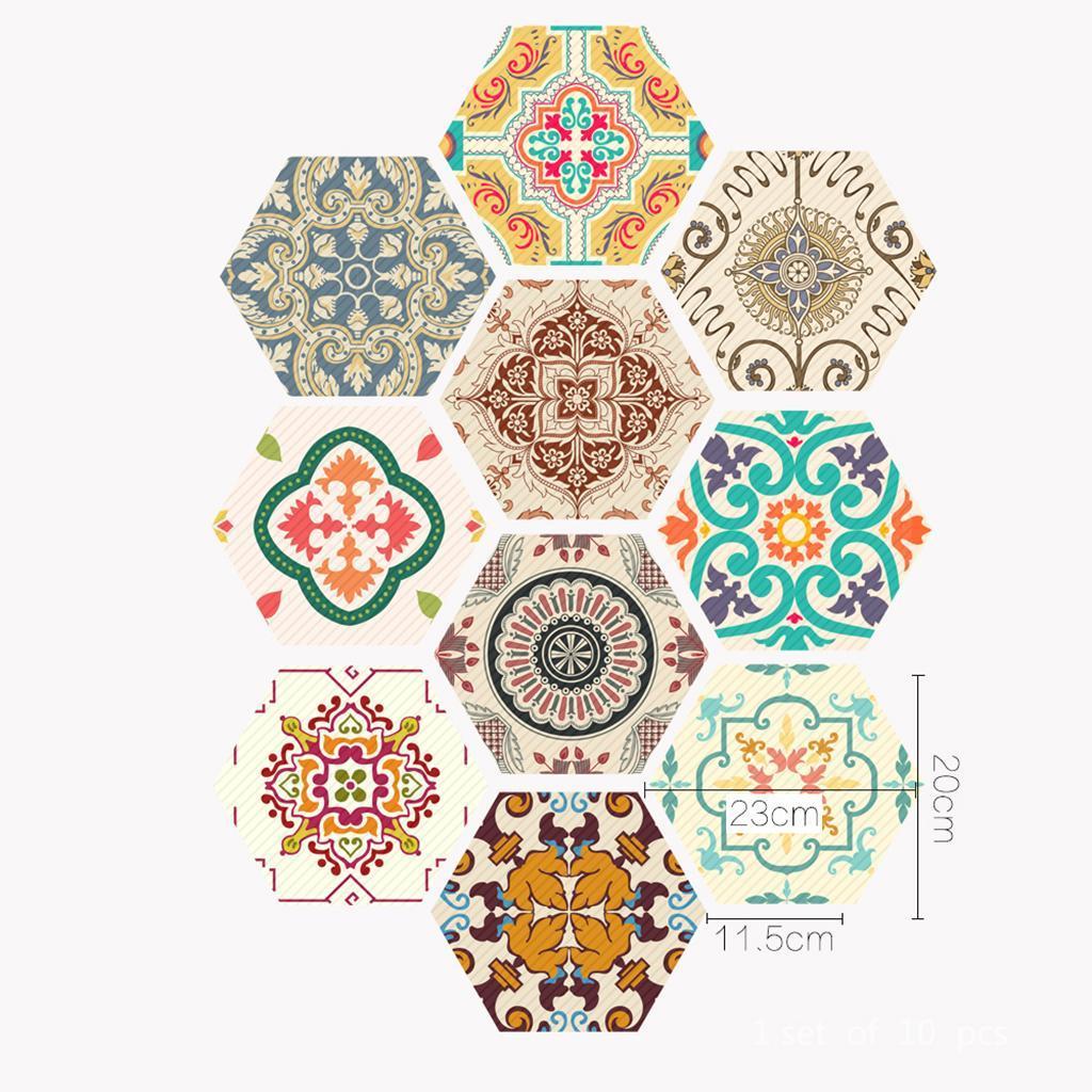 10pcs Floor Stickers PVC Tile Stickers Removable Wall Stickers Home Decor C