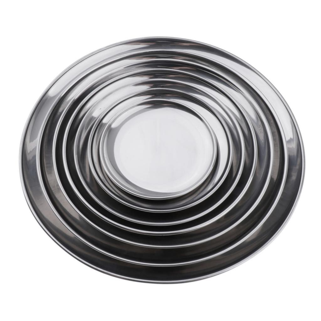 6xStainless Steel Round Plates 14CM