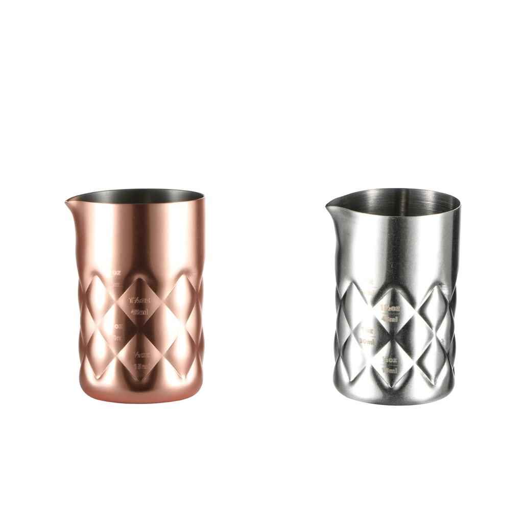 60ml Checked Cocktail Mixing Glass Stainless Steel Bartender Tool Silver