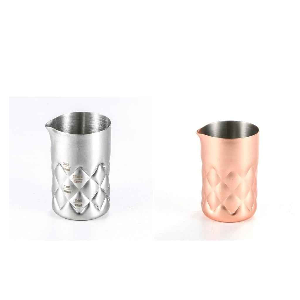 60ml Checked Cocktail Mixing Glass Stainless Steel Bartender Tool Silver