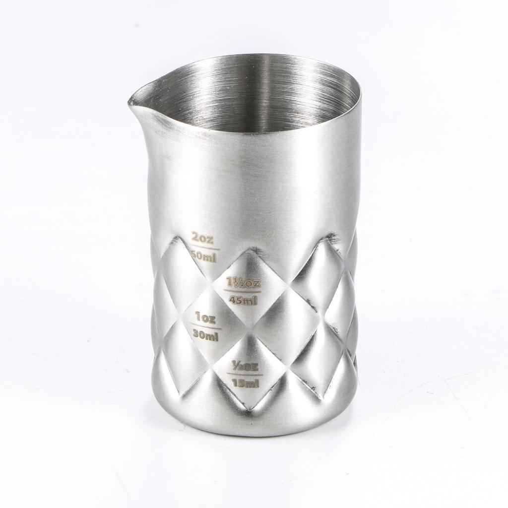 60ml Checked Cocktail Mixing Glass Stainless Steel Bartender Tool Silver