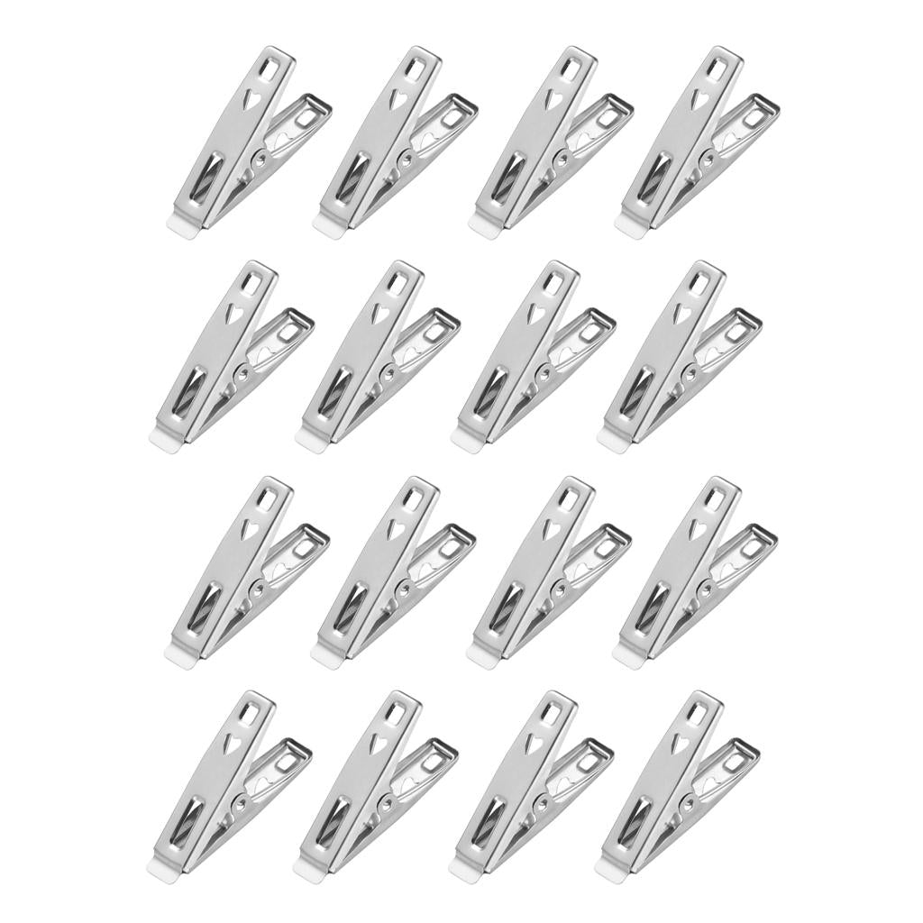 2x16pcs Stainless Steel Socks Clip Clothes Pins